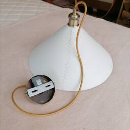 Leather Cone Pendant Light - Decorative Lampshade For Home Improvement Gold & White Lamp Kitchen-And-Dining Beach House Lighting - thumbnail 4