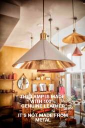 Leather Cone Pendant Light - Home Improvement Decorative Lampshade Gold & White Lamp For Kitchen Island Dining Room Lighting Fixture - thumbnail 1