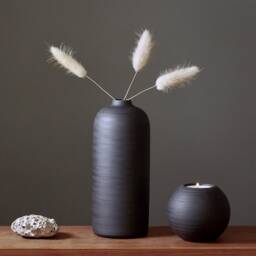 Ball Tealight. Tealight. Ceramic. 8.5 cm. Black. Ball. Candlestick - thumbnail 4