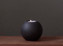 Ball Tealight. Tealight. Ceramic. 8.5 cm. Black. Ball. Candlestick - thumbnail 1