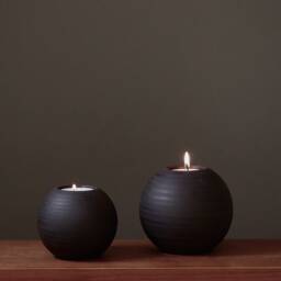 Ball Tealight. Tealight. Ceramic. 8.5 cm. Black. Ball. Candlestick - thumbnail 3