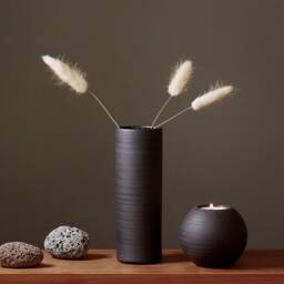 Ball Tealight. Tealight. Ceramic. 8.5 cm. Black. Ball. Candlestick - thumbnail 2