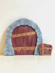 Hand Painted Wooden Fairy Door With Treasure Chest Child Room Decor - thumbnail 1
