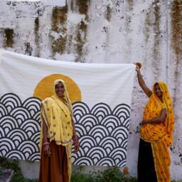 Handmade Block Print Kantha Throw Blanket Boho Cotton Quilted Bedcover - thumbnail 4