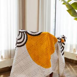 Handmade Block Print Kantha Throw Blanket Boho Cotton Quilted Bedcover - thumbnail 2