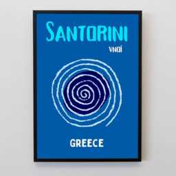 Santorini Greece Travel Poster, Blue Spiral Wall Art, Modern Mediterranean Print, Summer Coastal Decor, Gift For Travelers - thumbnail 2