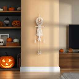 Skeleton Wall Hanging, Halloween Party Decor, Dark Academia Gift, Witchy Goth, Spooky Halloween, Macrame Handmade, W94 - thumbnail 4