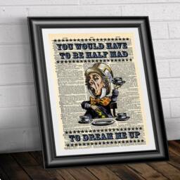 Mad Hatter Art Print Alice in Wonderland Dictionary Page - thumbnail 2
