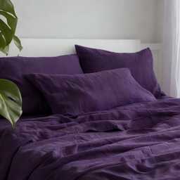Violet Linen Sheet Set 1 Flat & Fitted 2 Pillowcases Stonewashed 100% Flax Linen Set - thumbnail 3