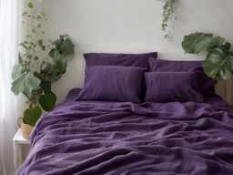 Violet Linen Sheet Set 1 Flat & Fitted 2 Pillowcases Stonewashed 100% Flax Linen Set