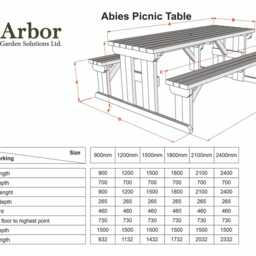 One-Piece Wooden Picnic Bench - Abies Integrated Garden Table & Seating Heavy Duty 1-10 Seater Outdoor Dining Set Treated Timber - thumbnail 2