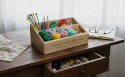 Personalized Multi-Compartment Knitting & Crochet Bamboo Organizer Engraved