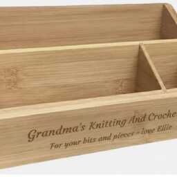 Personalized Multi-Compartment Knitting & Crochet Bamboo Organizer Engraved - thumbnail 3
