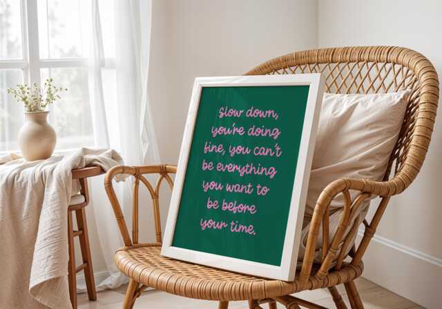 Slow Down Retro Pink & Green Print - A3 A4 A5 Office Prints, Dopamine Print, Motivational Retro, Girly Colorful - image 1