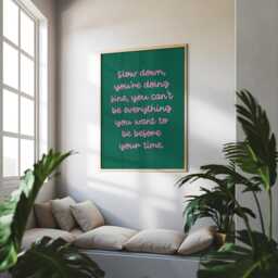 Slow Down Retro Pink & Green Print - A3 A4 A5 Office Prints, Dopamine Print, Motivational Retro, Girly Colorful - thumbnail 3