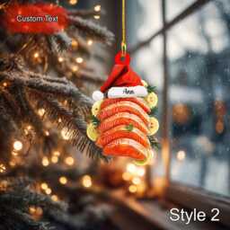 Custom Lemon Butter Baked Salmon Christmas Ornament, 2D Flat Acrylic Holiday Decoration, Personalized Food Ornament For Tree Hanging Gift - thumbnail 2