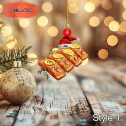 Custom Lemon Butter Baked Salmon Christmas Ornament, 2D Flat Acrylic Holiday Decoration, Personalized Food Ornament For Tree Hanging Gift - thumbnail 1