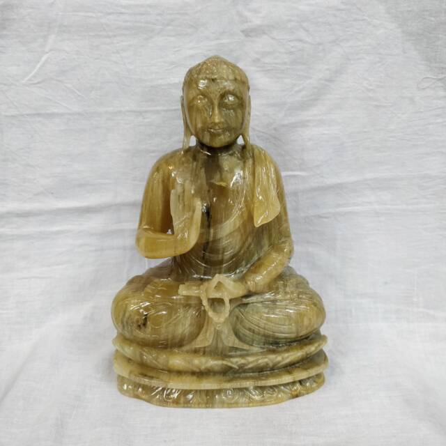 Chrysoberyl Cats Eye Gautam Buddha Statue, Meditating Gemstone Figurine, Spiritual Decor For Altar - image 1