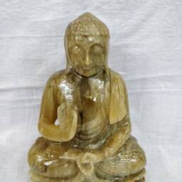 Chrysoberyl Cats Eye Gautam Buddha Statue, Meditating Gemstone Figurine, Spiritual Decor For Altar - thumbnail 2