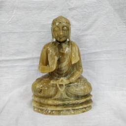 Chrysoberyl Cats Eye Gautam Buddha Statue, Meditating Gemstone Figurine, Spiritual Decor For Altar