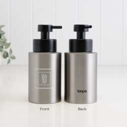 Brushed Stainless Steel Soap Dispenser With White Square Label - Refillable Metal Hand Bottle Modern Bathroom Accessory 250Ml - thumbnail 3
