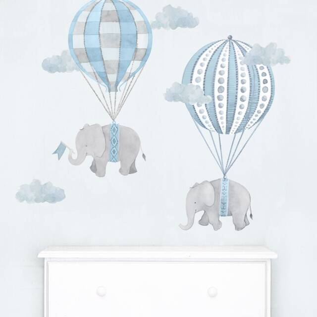 Floating Along - Blue Fabric Wall Decal Nursery Daydreams Collection Mej - image 1