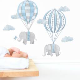 Floating Along - Blue Fabric Wall Decal Nursery Daydreams Collection Mej - thumbnail 4