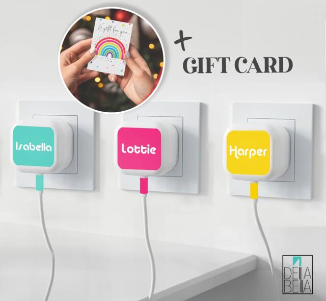 Stocking Fillers Personalised Iphone Charger Sticker Mum Dad Christmas Gifts Woman Man Kids Delivered in A Rainbow Gift Card Only - image 1