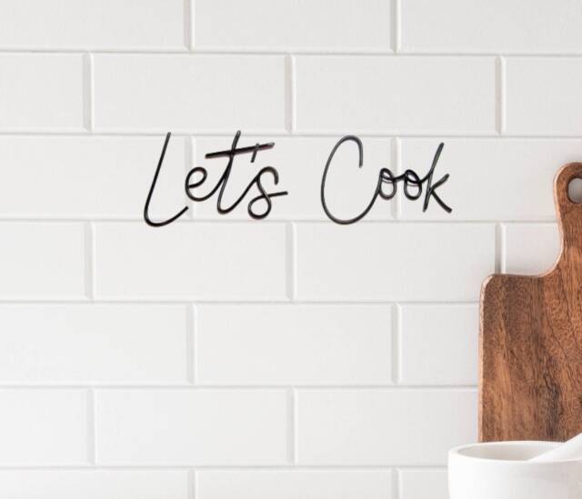 Lets Cook Kitchen Sign Wire Words Wall Art Decor, Kitchen Gift Chef Gifts Idea For Women & Him Metal - image 1