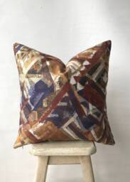 Abstract Fall Pillow Cover , Rust Theme Designer Case Safari Cushion Navy Mustard Throw - thumbnail 1