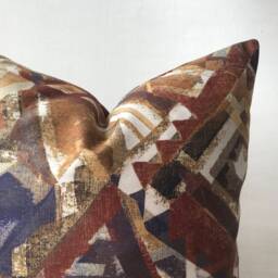 Abstract Fall Pillow Cover , Rust Theme Designer Case Safari Cushion Navy Mustard Throw - thumbnail 2