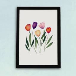 Colourful Tulip Field Art Print - Bright Floral Poster Simple Elegant Tulips Watercolour Illustration Gift For Gardeners A5, A4 Or A3 - thumbnail 2