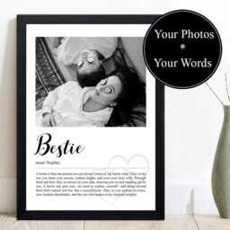Personalised Best Friend Definition Print, Frame Or Canvas, Custom Bestie Wall Art, Friendship Gift, Photo Quote Decor - thumbnail 1