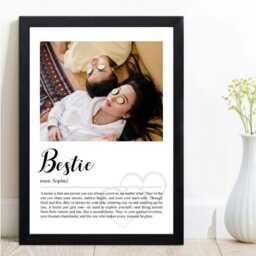 Personalised Best Friend Definition Print, Frame Or Canvas, Custom Bestie Wall Art, Friendship Gift, Photo Quote Decor - thumbnail 2