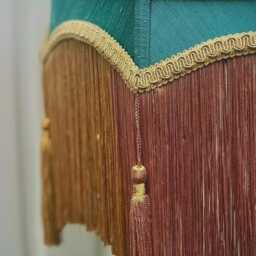 Bespoke Handmade Teal Blue Fabric Pendant Lampshade Ceiling Lights, Chandeliers, Downton Abbey Style, Gold Braid, Fringe & Tassels - thumbnail 4
