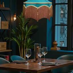 Bespoke Handmade Teal Blue Fabric Pendant Lampshade Ceiling Lights, Chandeliers, Downton Abbey Style, Gold Braid, Fringe & Tassels - thumbnail 3