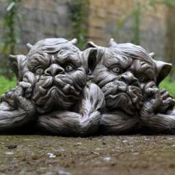 Concrete Monsters Sculpture Stone Gargoyle Figurine Cement Pair Decoration Handmade Art Front Door Ornament Lover Gift - thumbnail 2