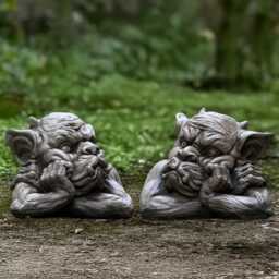 Concrete Monsters Sculpture Stone Gargoyle Figurine Cement Pair Decoration Handmade Art Front Door Ornament Lover Gift - thumbnail 3
