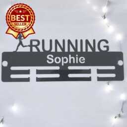 Running Lady Medal Hanger - Gloss Colours, Custom Name & Colour