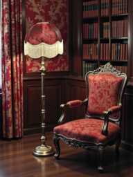 Burgundy Red Paisley Print Fabric Lampshade With Cream Fringe Handmade in The UK For Table & Floor Standard Lamp Shades, Ceiling Lights - thumbnail 1