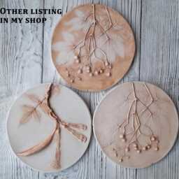 Bignonia Flower Oval Plaster Cast Wild Garden Botanical Bas-Relief Decorative Ceramic Tile Plaster Wall Art Wall Decor For Hall - thumbnail 4