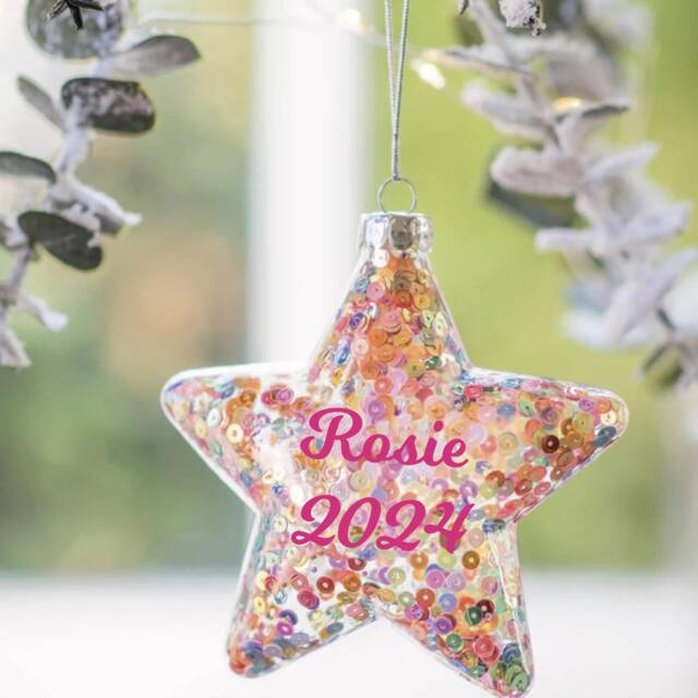 Personalized Sequined Star Bauble Glass Christmas Keepsake - image 1