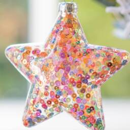 Personalized Sequined Star Bauble Glass Christmas Keepsake - thumbnail 3