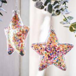 Personalized Sequined Star Bauble Glass Christmas Keepsake - thumbnail 2