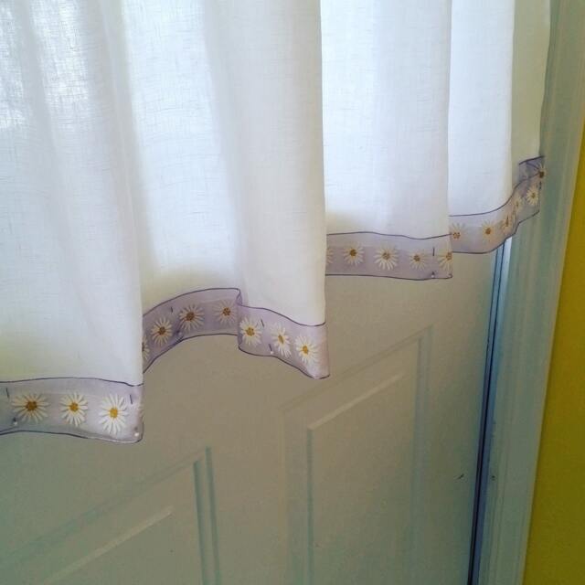 White Handkerchief Linen Cafe Curtain, Irish Cafe Curtains, Kitchen Curtains , White Curtain, Kitchen Curtains - image 1