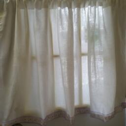 White Handkerchief Linen Cafe Curtain, Irish Cafe Curtains, Kitchen Curtains , White Curtain, Kitchen Curtains - thumbnail 2