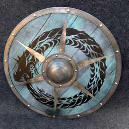 Handcrafted Viking Sea Dragon Wooden Shield Norse Wall Decor - thumbnail 2