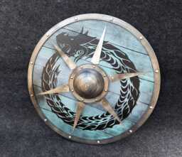 Handcrafted Viking Sea Dragon Wooden Shield Norse Wall Decor - thumbnail 1