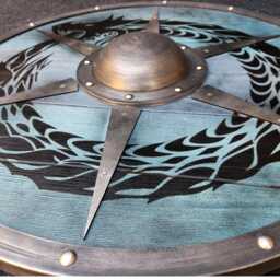 Handcrafted Viking Sea Dragon Wooden Shield Norse Wall Decor - thumbnail 3