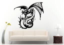 Fire Flying Snake Dragons Tribal With Wings Wall Decal Vinyl Sticker Mural Room Decor L762 - thumbnail 1